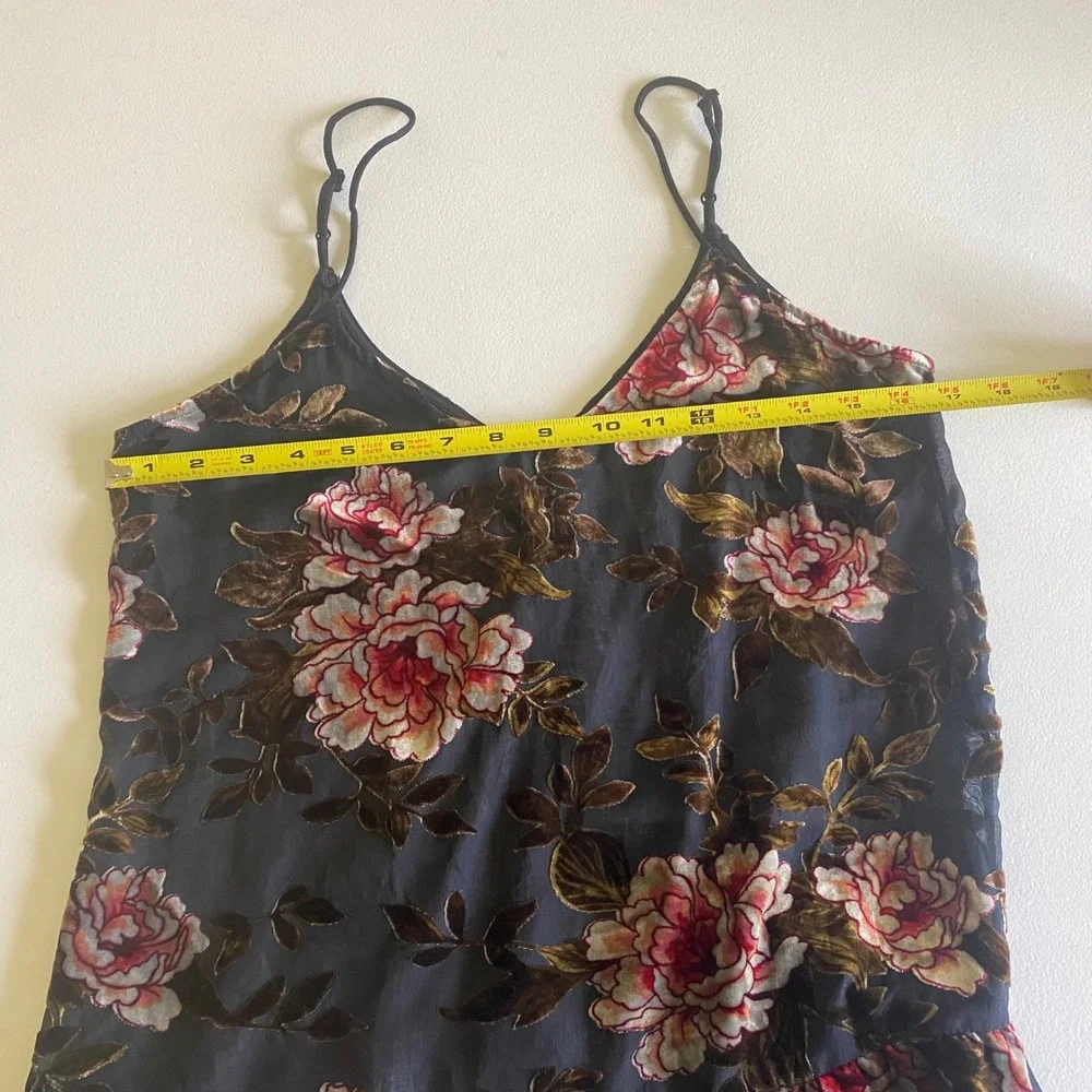American Eagle Floral Burnout Velvet Slip Dress Women's Small Sheer Mini